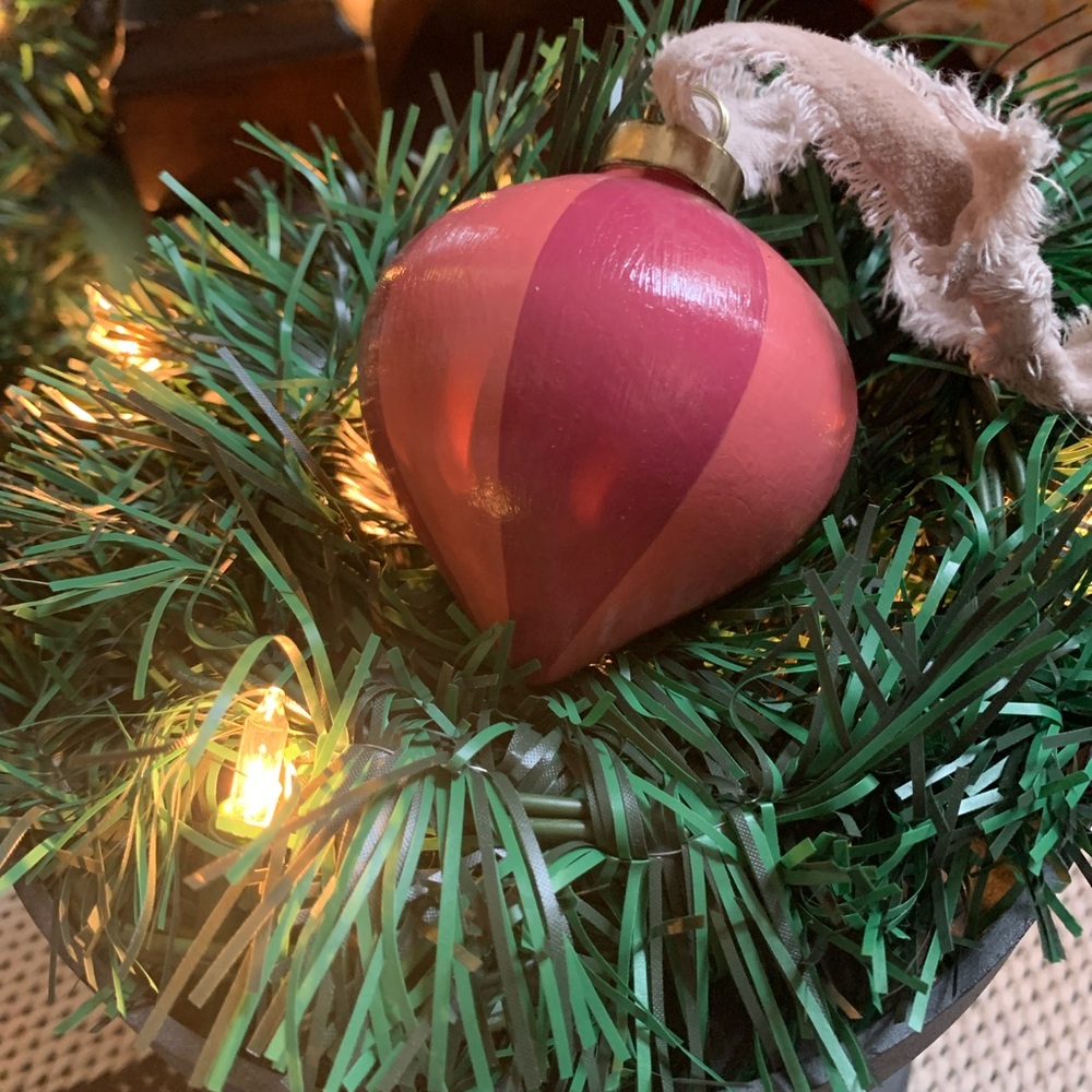 Hand-painted Striped Holiday Ornament